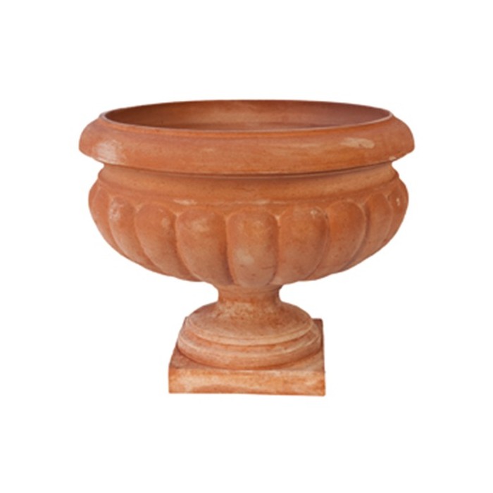 Calice-Shaped Terracotta Vase with Baccellato Decoration